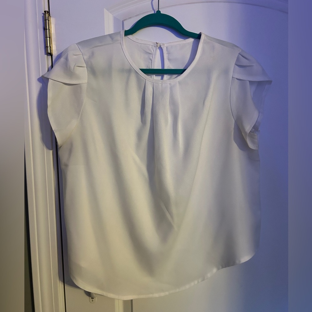 Shein White Short Sleeve Blouse - Classic & Chic, Size Large